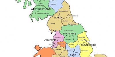 Reino unido mapa de región - Reino Unido mapa de región (Norte de