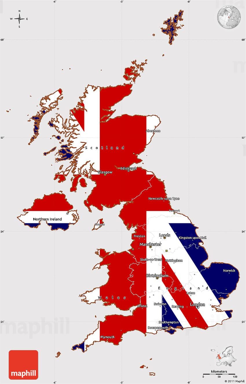 Bandera del Reino unido mapa