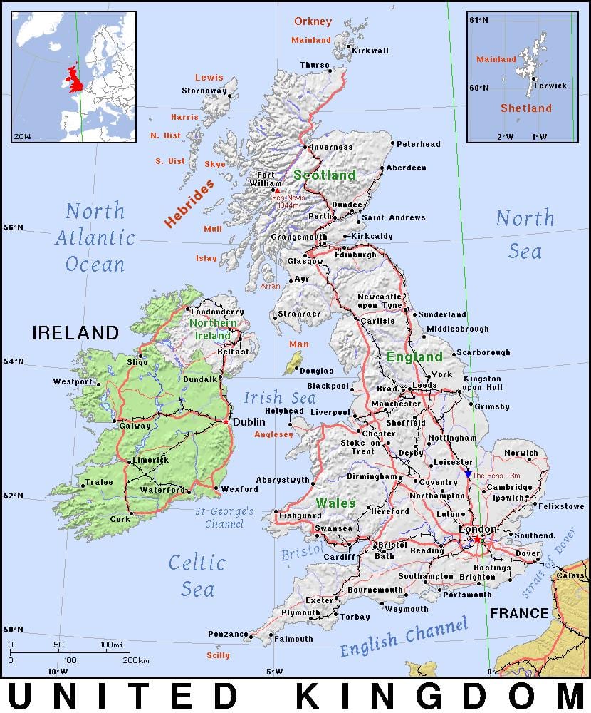 mapa de reino unido del norte