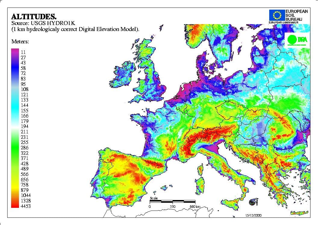 mapa de reino unido elevación