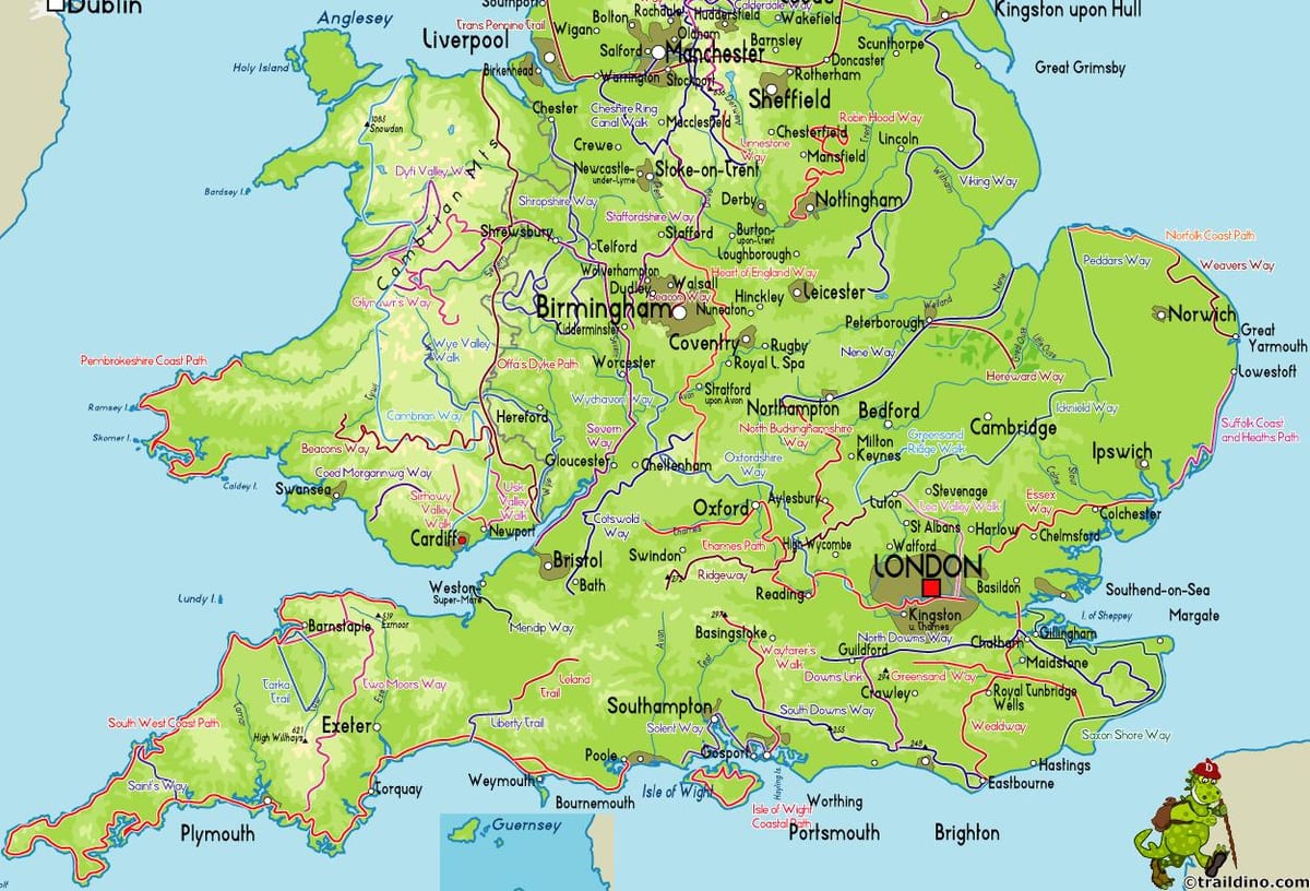 mapa de los pueblos de la costa sur del reino unido