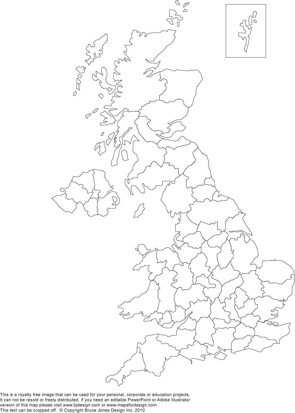 mapa en blanco de Gran Bretaña