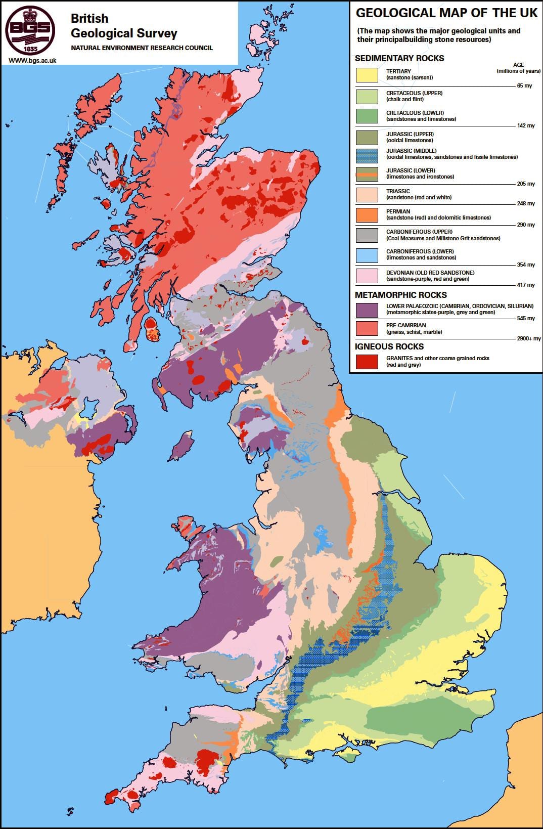 mapa geológico de gran Bretaña