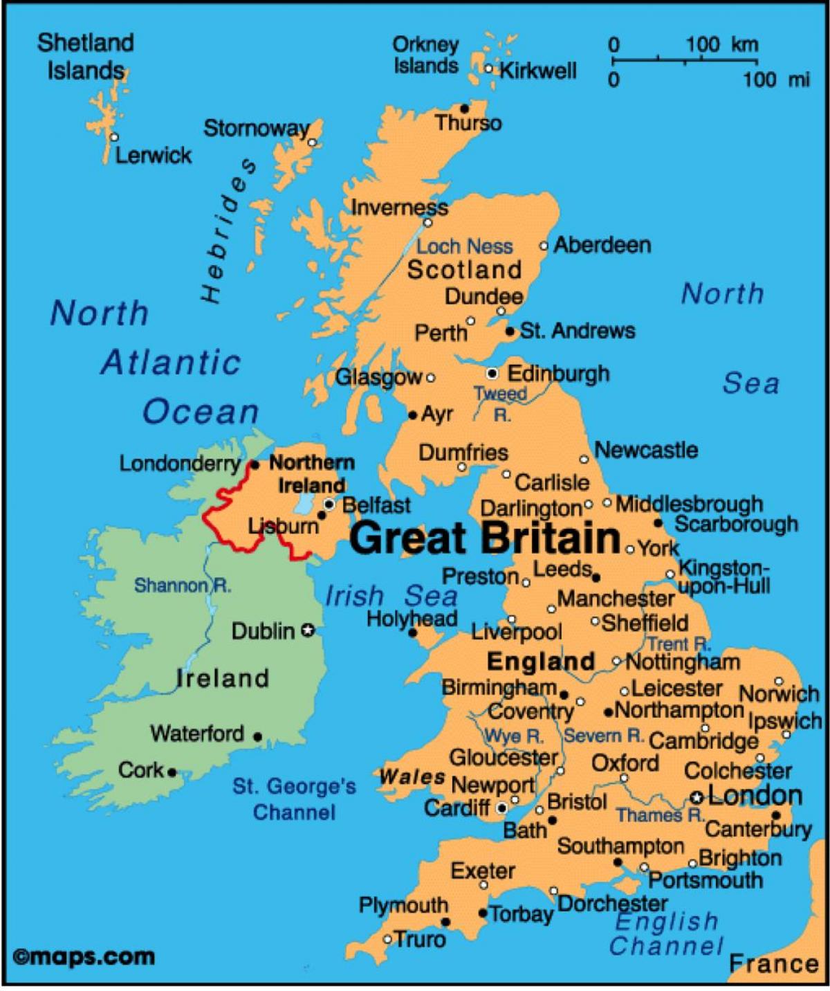 The united kingdom of great britain and northern ireland карта