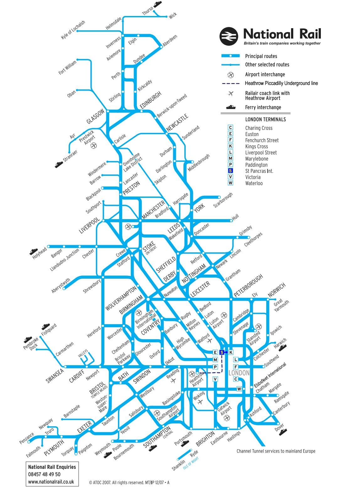 Reino unido el sistema ferroviario mapa