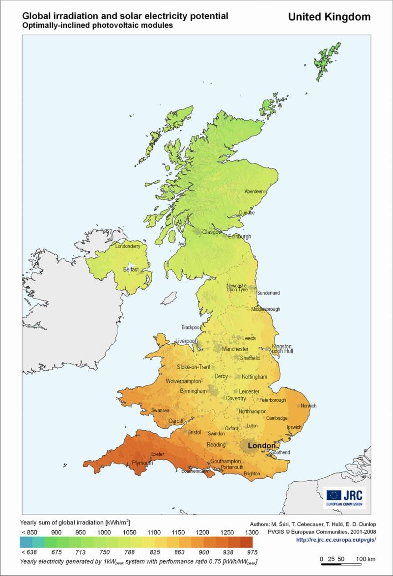 mapa de reino unido de la temperatura