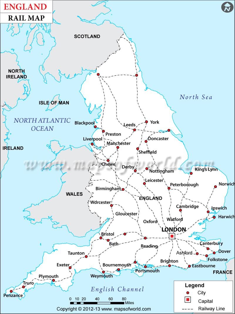 Gran Bretaña mapa de trenes