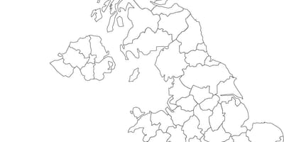 Mapa en blanco de Gran Bretaña