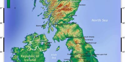 Gran bretaña mapa topográfico